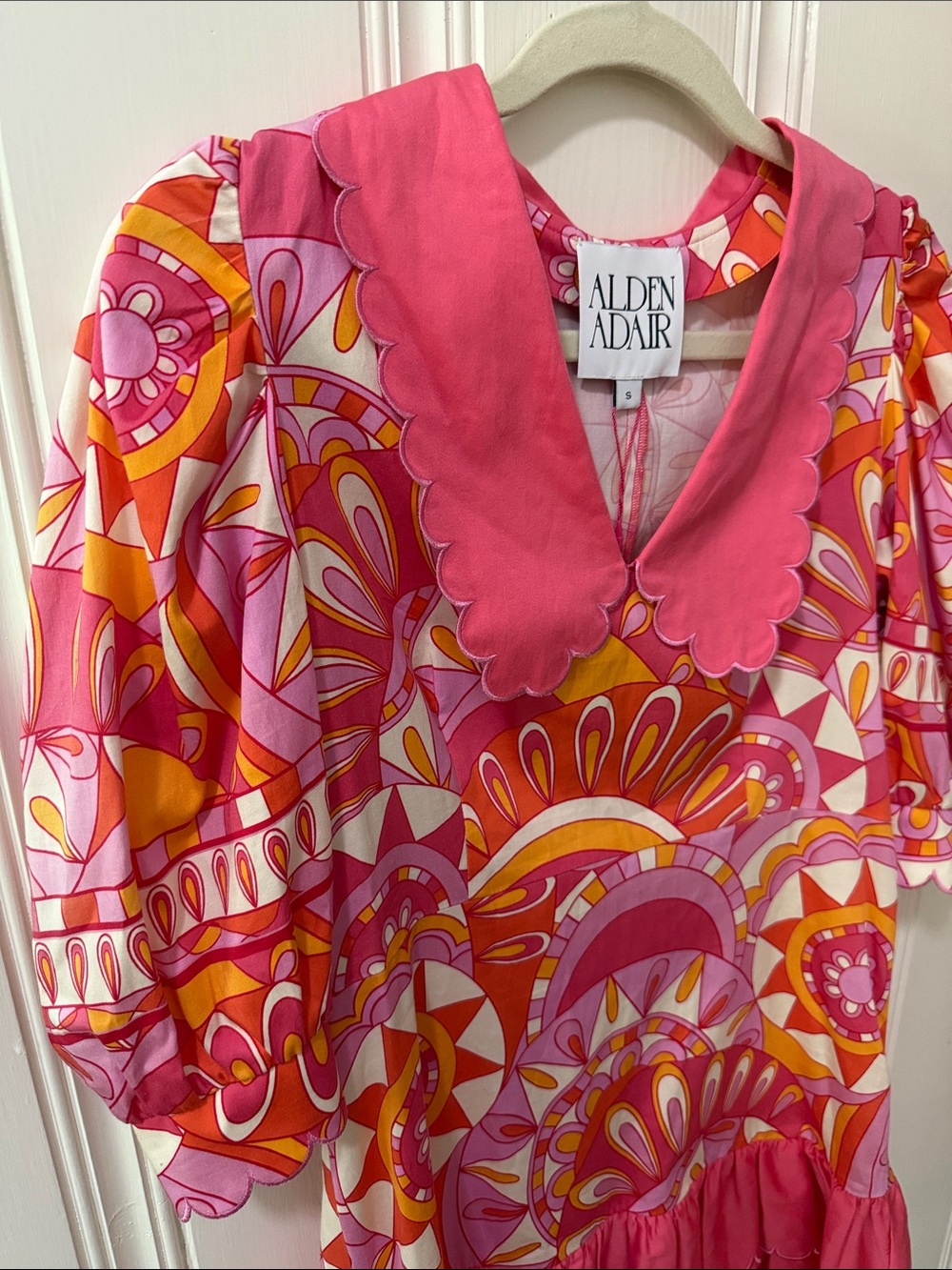 ALDEN ADAIR piper dress groovy baby S small pink NWT ruffle tiered - Picture 8 of 13